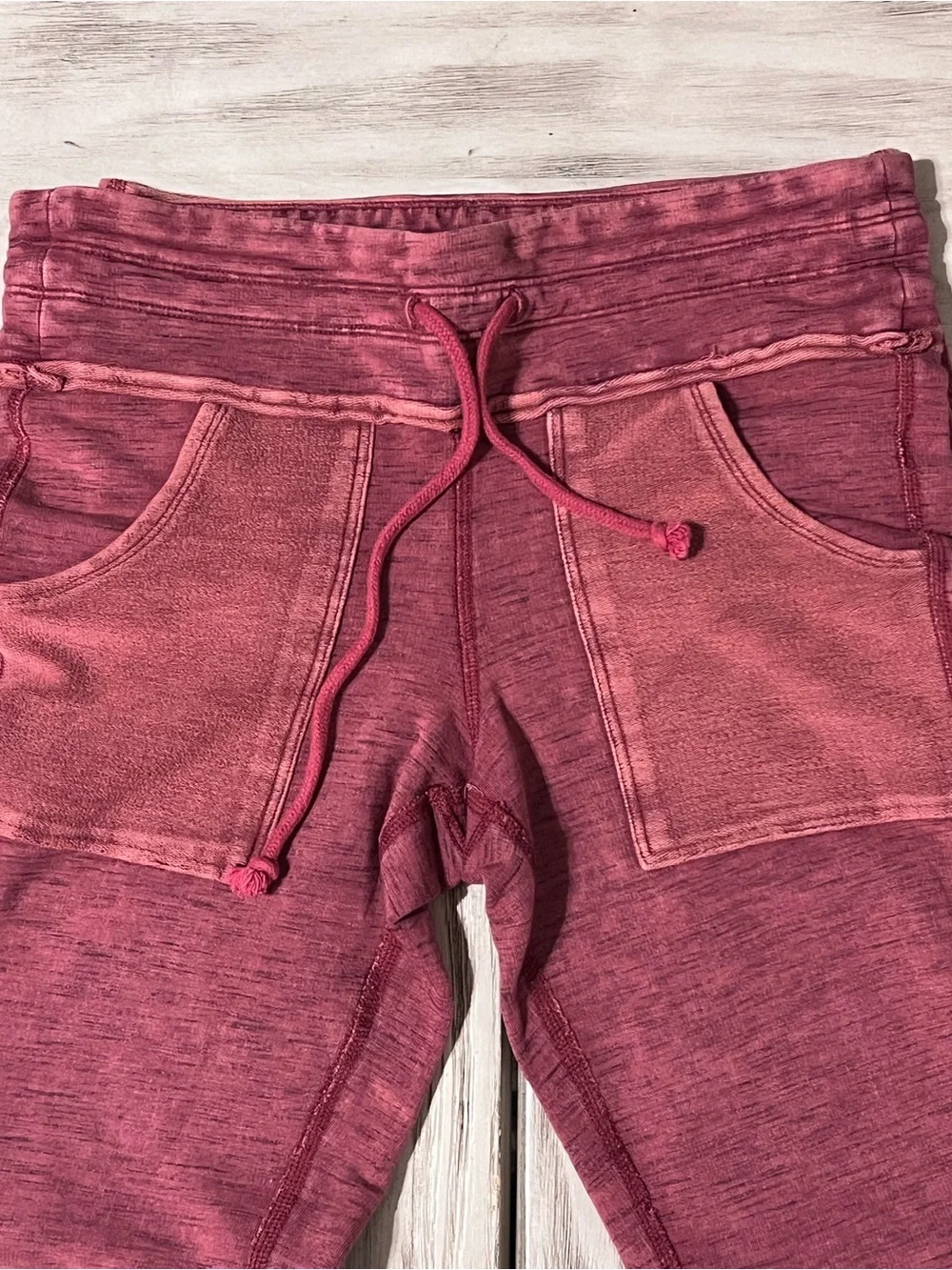 Free People Movement Small Washed Red Patchwork Jogger Sweatpants